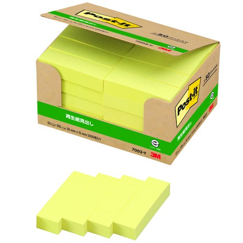 スリーエムジャパン Post-it 再生紙経費削減 7002-Y イエロー 7002-Y