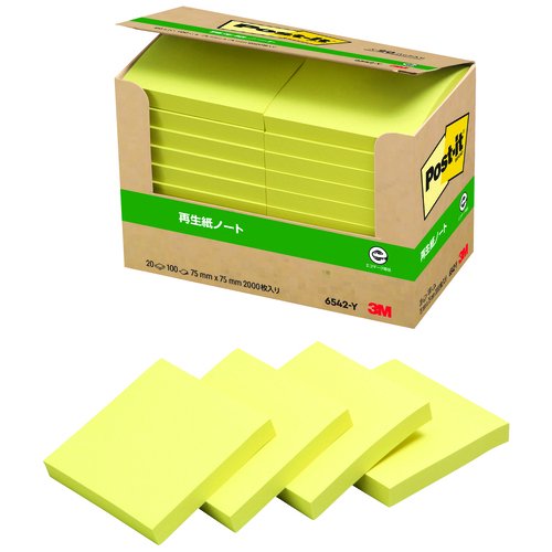 スリーエムジャパン Post-it 再生紙経費削減 6542-Y イエロー 6542-Y