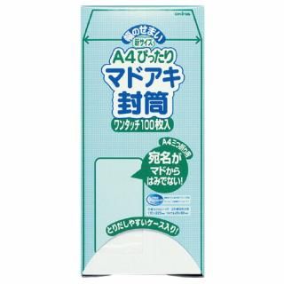 オキナ　Ａ４ぴったりマドアキ封筒　テープ付　長６　ホワイト　８０ｇ／ｍ２　１００枚　ＷＴ３０ＷＨ