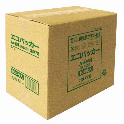 菅公工業 エコパッカー 角２マチ付（＋３５ｍｍ） １００枚入 ﾎ078