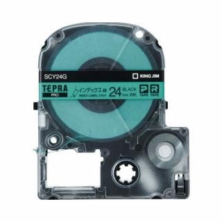 キングジム　テプラＰＲＯテープカートリッジ　インデックスラベル　緑ラベル黒文字　ＳＣＹ２４Ｇ