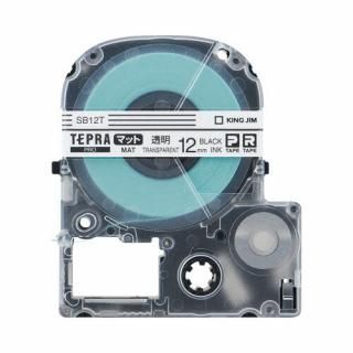 キングジム　テプラＰＲＯテープカートリッジ　マットラベル透明に黒文字１２ｍｍ幅×８ｍ　ＳＢ１２Ｔ