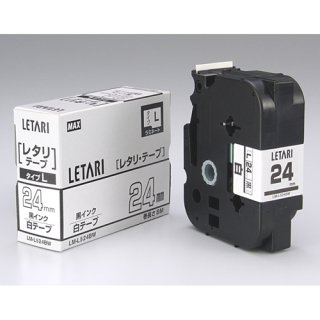 マックス ビーポップミニ　テープカセット　２４ｍｍ幅　白に黒文字 LM-L524BW