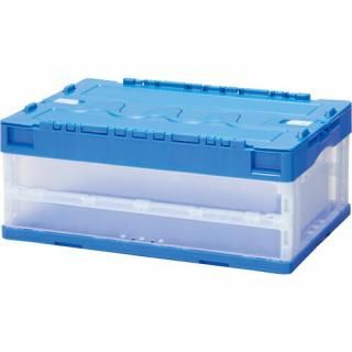 カウネット　折りたたみコンテナフタ一体型　３０Ｌ　ブルー　３１７２－９２９１