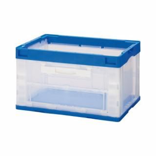 カウネット　長側扉付き折りたたみコンテナ　５０Ｌ　ブルー　３１７２－９３１４