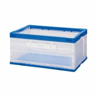 カウネット　長側扉付き折りたたみコンテナ　７５Ｌ　ブルー　３１７２－９３２１