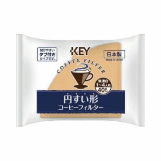キーコーヒー　円すい形コーヒーフィルター　無漂白　４０枚　６０００２０