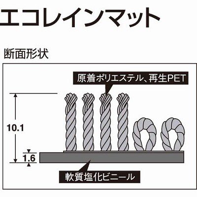テラモト 雨天用マット エコレイン Ｗ１５００×Ｄ９００ｍｍ グレー MR