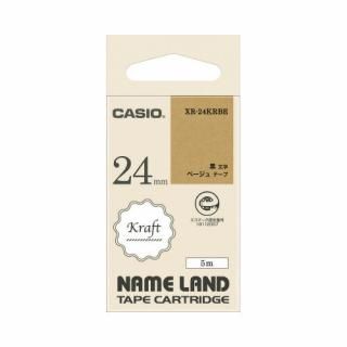 カシオ計算機　ネームランド　テープカートリッジ　クラフトテープ　ベージュに黒文字２４ｍｍ　ＸＲ－２４ＫＲＢＥ