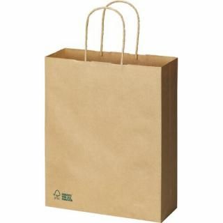 カウネット　丸紐手提げ袋　森林認証　茶（未晒）　Ｓ　５０枚　３６９４－３３６４
