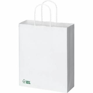 カウネット　丸紐手提げ袋　森林認証　白（晒）　Ｓ　５０枚　３６９４－３３９５