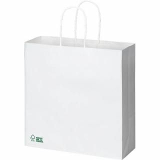 カウネット　丸紐手提げ袋　森林認証　白（晒）　Ｍ　５０枚　３６９４－３４０１