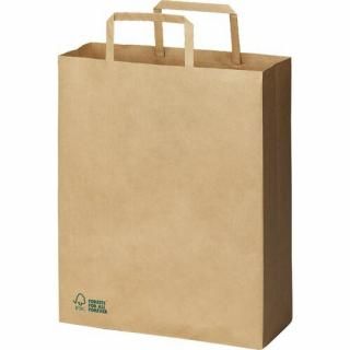 カウネット　平紐手提げ袋　森林認証　茶（未晒）　Ｓ　５０枚　３６９４－３４２５