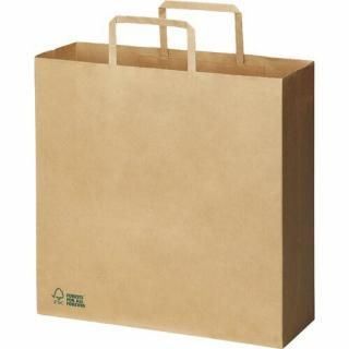 カウネット　平紐手提げ袋　森林認証　茶（未晒）　Ｍ　５０枚　３６９４－３４３２