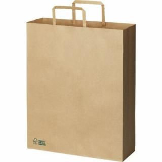 カウネット　平紐手提げ袋　森林認証　茶（未晒）　Ｌ　５０枚　３６９４－３４４９