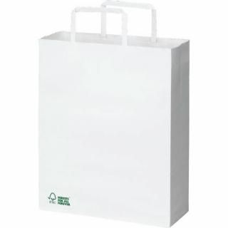 カウネット　平紐手提げ袋　森林認証　白（晒）　Ｓ　５０枚　３６９４－３４５６