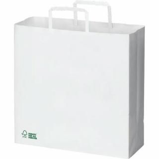 カウネット　平紐手提げ袋　森林認証　白（晒）　Ｍ　５０枚　３６９４－３４６３