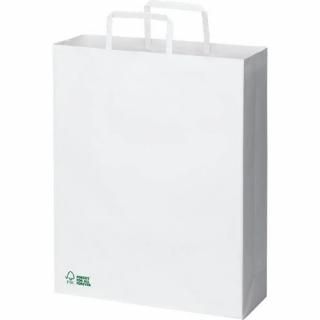 カウネット　平紐手提げ袋　森林認証　白（晒）　Ｌ　５０枚　３６９４－３４７０
