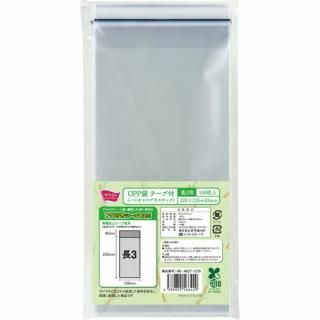 カウネット　ＯＰＰ袋テープ付き（バイオマス）　長３　１００枚　４６３７－１３７９