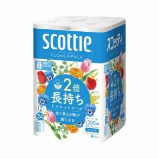 日本製紙クレシア　スコッティ　フラワーパック　２倍巻　１０８ｍｍ×１００ｍ　シングル１２ロール　１５３１１