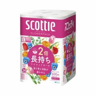 日本製紙クレシア　スコッティ　フラワーパック　２倍巻　１０８ｍｍ×５０ｍ　ダブル　１２ロール　２６３１１