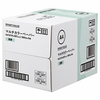 スマートバリュー カラーペーパーA4 浅黄 2500枚 A263J-4入数：　1