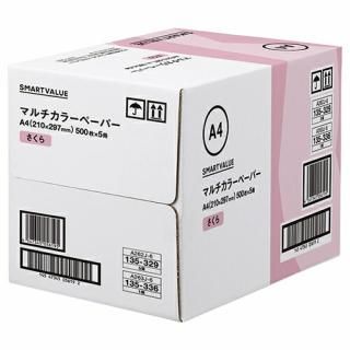 スマートバリュー カラーペーパーA4 さくら 2500枚 A263J-6入数：　1
