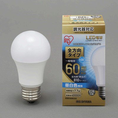 アイリスオーヤマ LED電球60W E26 全方向調光 昼白 4個セット入数： 1