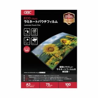 アコ・ブランズ・ジャパン　ＥＣＯパウチフィルム　７５μｍ　Ａ３サイズ　１００枚入　ＹＶ０７５Ａ３Ｚ