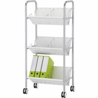 林製作所　ホワイトシェルフ　ファイルワゴン　３段　１１－２