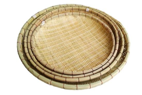 【ハンドメイド】5枚組　国産竹使用・職人手作り 竹ざる 梅干しを干すならこの竹ざる：職人手作りの竹製キッチングッズ