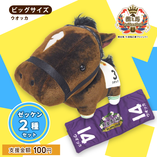 <img class='new_mark_img1' src='https://img.shop-pro.jp/img/new/icons6.gif' style='border:none;display:inline;margin:0px;padding:0px;width:auto;' />推し馬コレクション:ウオッカビッグサイズぬいぐるみ ゼッケン2種類セット【クリックポスト不可】