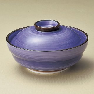 京紫京型蓋向 約14.4cm 和食器 蓋付碗・鉢 蓋向・円菓子碗 パープル系