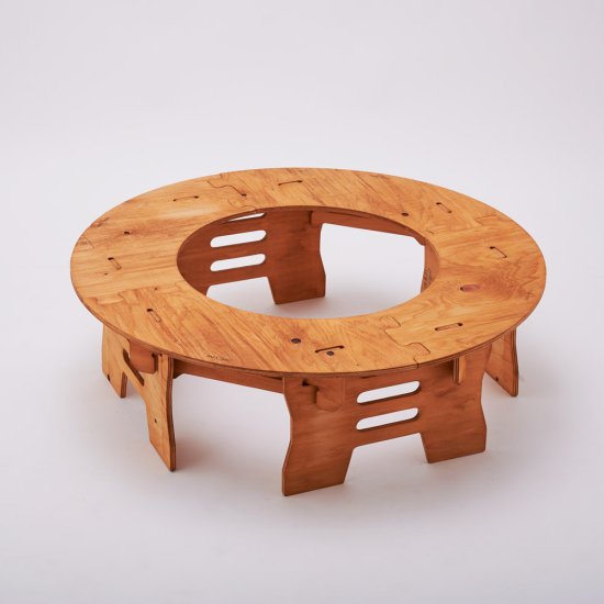 THE BARA +BARA Roundテーブルセット, （センター45φ穴あき ワンポールテント使用可）, - 【THE BARA＋BARA  STYLE(バラバラスタイル)】組み立て簡単・持ち運びらくらく、収納性抜群の”アウトドアブランド”バラ バラ スタイル