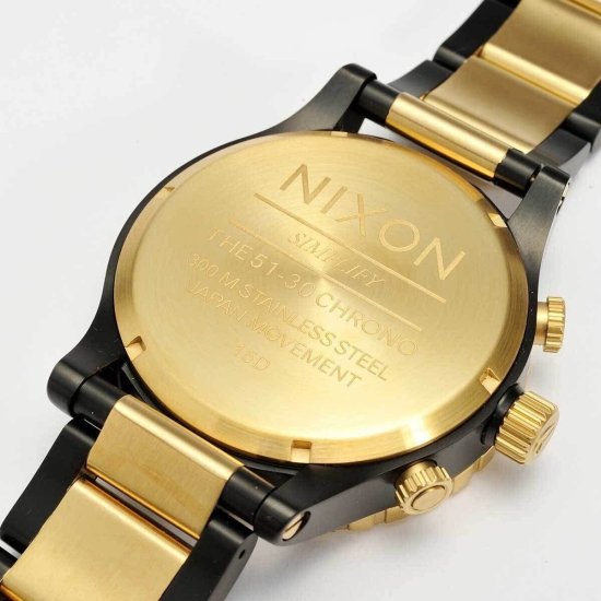 NIXON ニクソン 腕時計 51-30 A083-595/A083595 カレンダーu0026クロノグラフ ブラック＆ゴールド 並行輸入品 -  komewaka