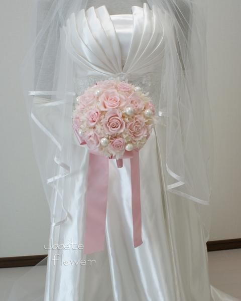 プリザーブドフラワーラウンドブーケ（ブライダルピンク