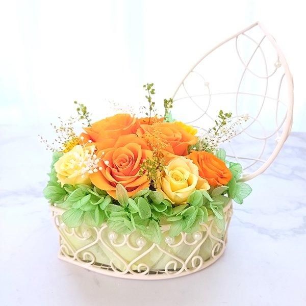 プリザーブドフラワーアレンジ　黄色 即日発送可能・完成品アレンジ】プリザーブドフラワーギフト・ハート