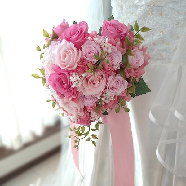 即日発送可能・完成品ブーケ】プリザーブドフラワーハートブーケ