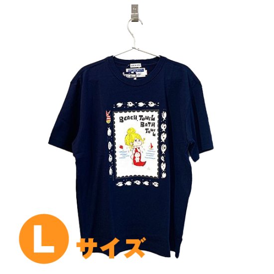 水森亜土 キャプテンサンタ コラボ Tシャツ ネイビー Lサイズ アパレル サマー