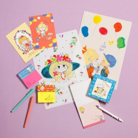 水森亜土 スクエア メモパッド (ブルー) 文具