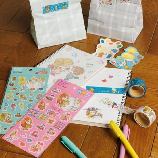 ［美品］プリンスデモキン 23冊セット 学研付録 水森亜土 マスキングシール (ブルー) 文具