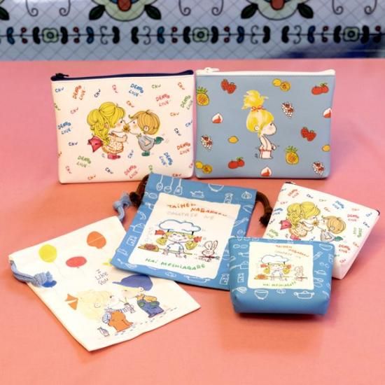 水森亜土 フラットポーチ (ホワイト)