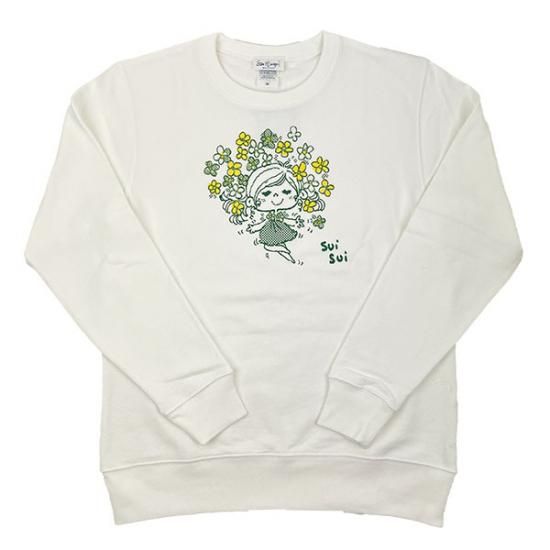 水森亜土 ハナ トレーナー(M) ホワイト アパレル 亜土ちゃん