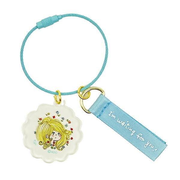 水森亜土 2チャームワイヤーキーリング ブルー キーホルダー