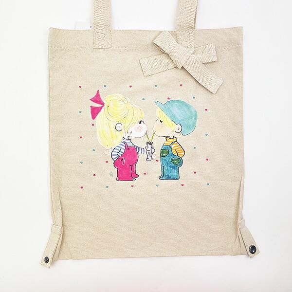 水森亜土 恋人柄 2WAYトートバッグ ナチュラル