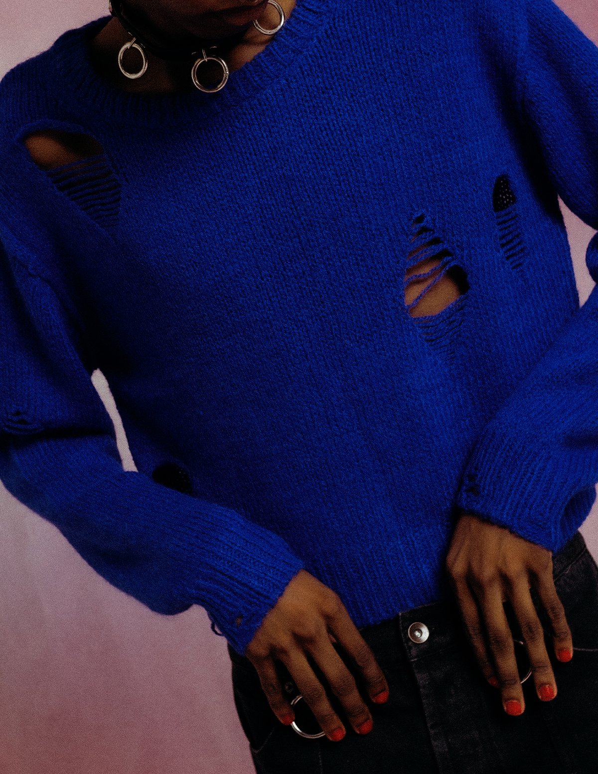 CROPPED SWEATER  - BLUE