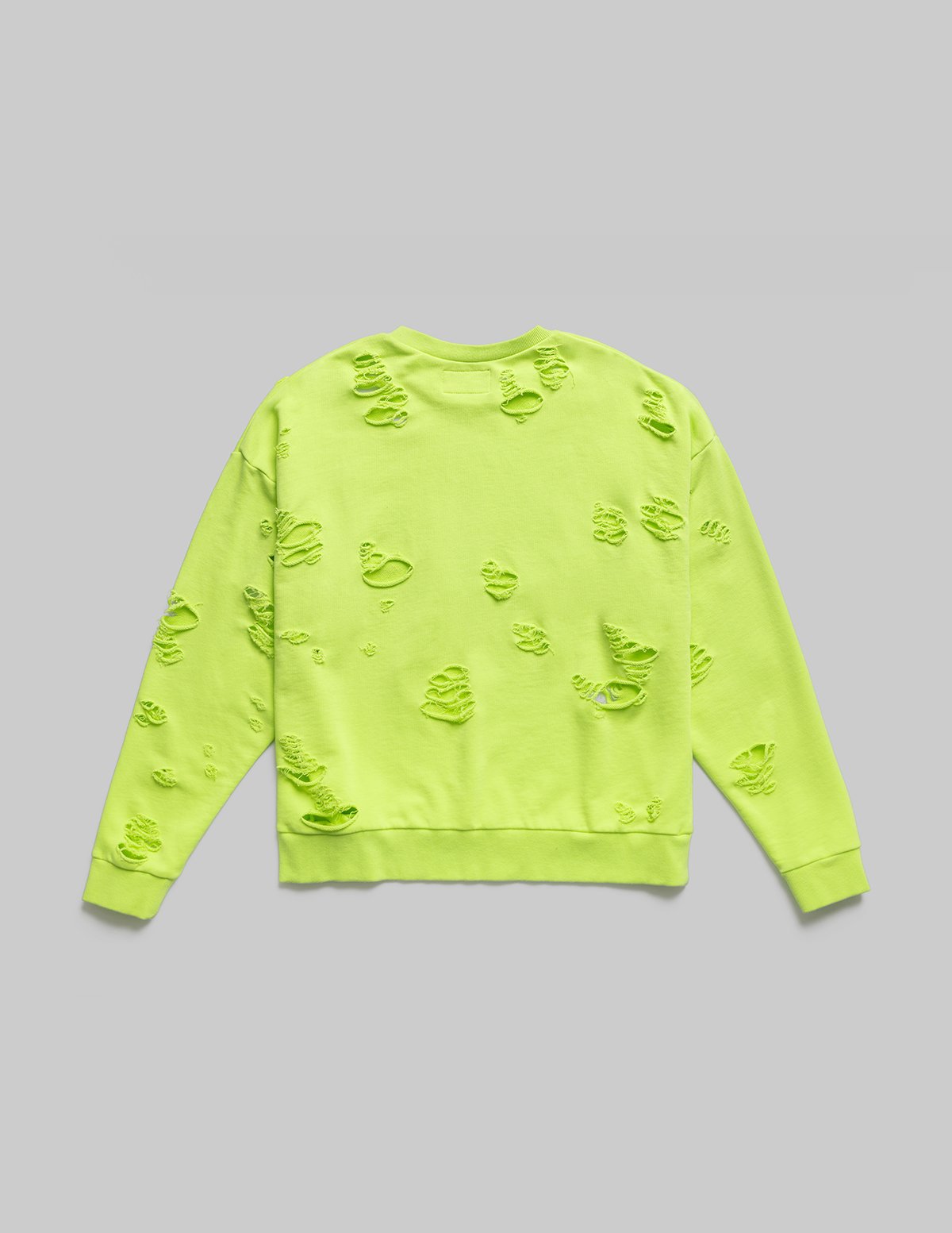 I AM NOT PERFECT TRASHED SWEATER - LIME