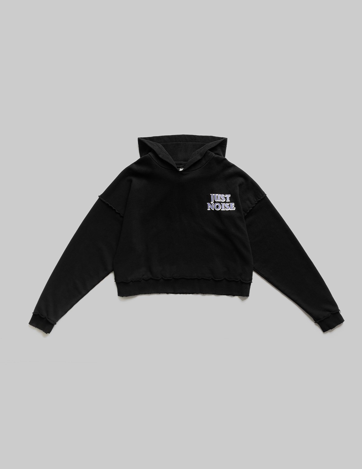 JUST NOISE WAS HERE CROPPED HOODIE - BLACK