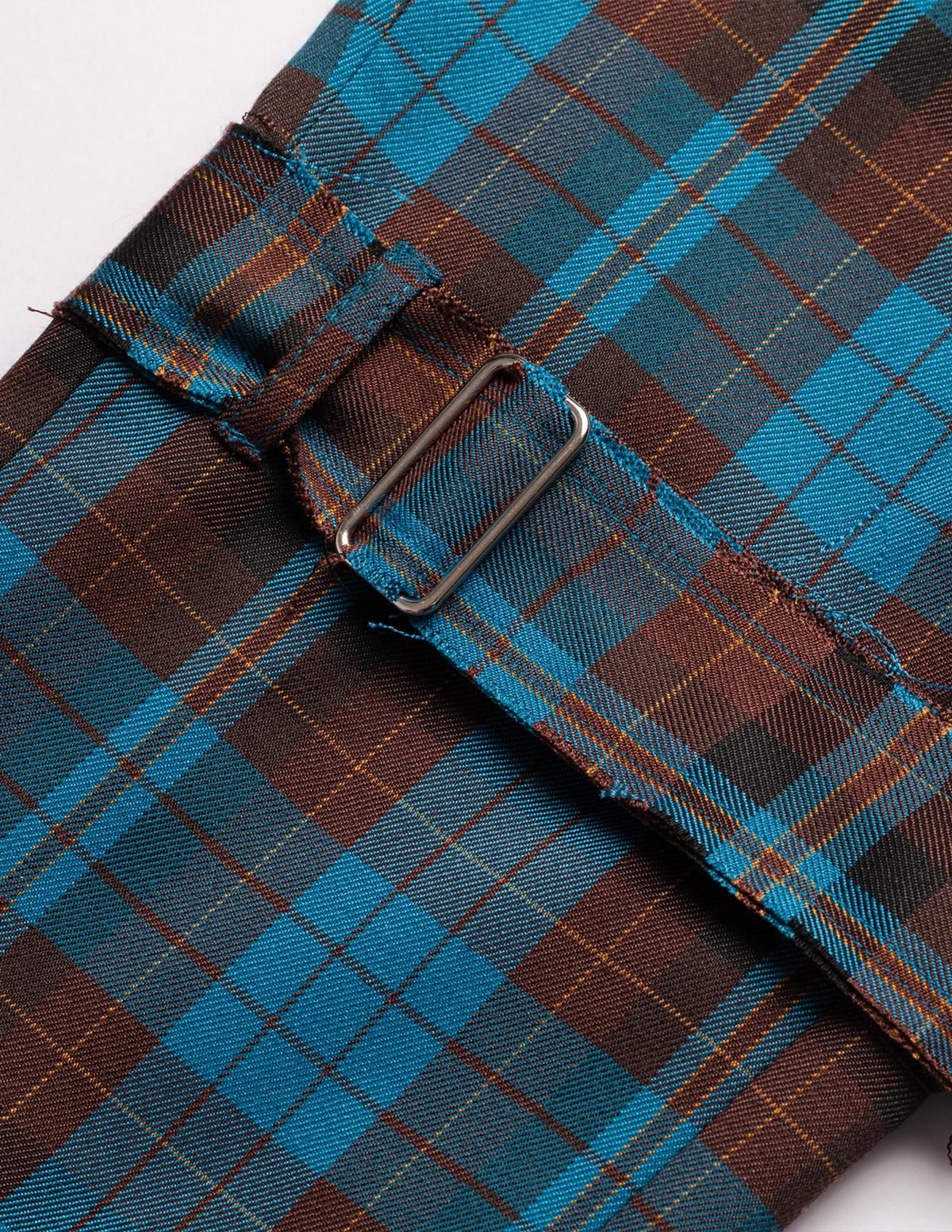 CHECKED BONDAGE PANTS - Blue/Brown - JUST NOISE ONLINE STORE