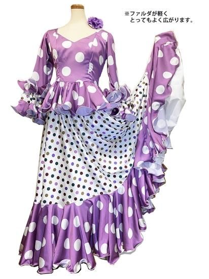 DOCE del FLAMENCO フラメンコドレス ベルト付き1段斜めフリルプルオーバー BK×PU - オリジナル